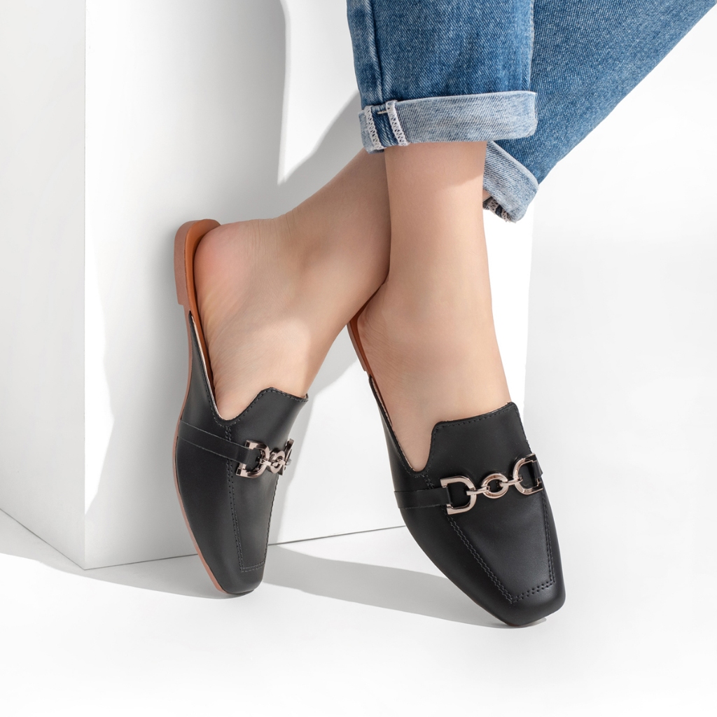 Mule Feminino Bico Quadrado Mocassim Muller Mulle Sapato Confortável Leve