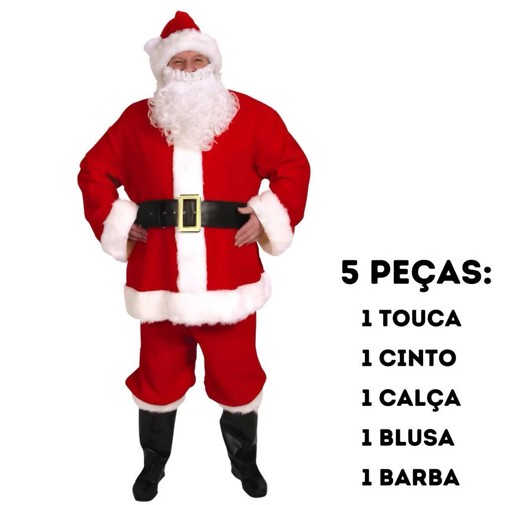 Fantasia Roupa De Papai Noel veludo Luxo Tamanho Completa | Shopee Brasil