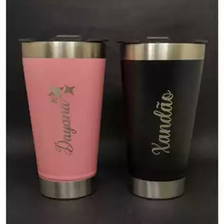 Copo Térmico PERSONALIZADO, NOME, LOGO Inox com Tampa e Abridor 473ml