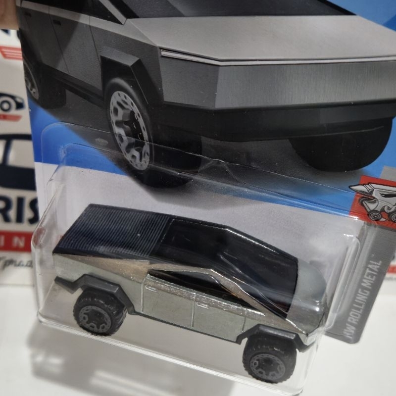 Hot Wheels Tesla Cybertruck – HW Rolling Metal 4/5, édition ZAMAC, 1:64, Carte Courte Mattel 2024