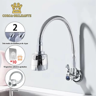 Torneira Gourmet Flexível de Parede Inox Cozinha gourmet Chuveirinho