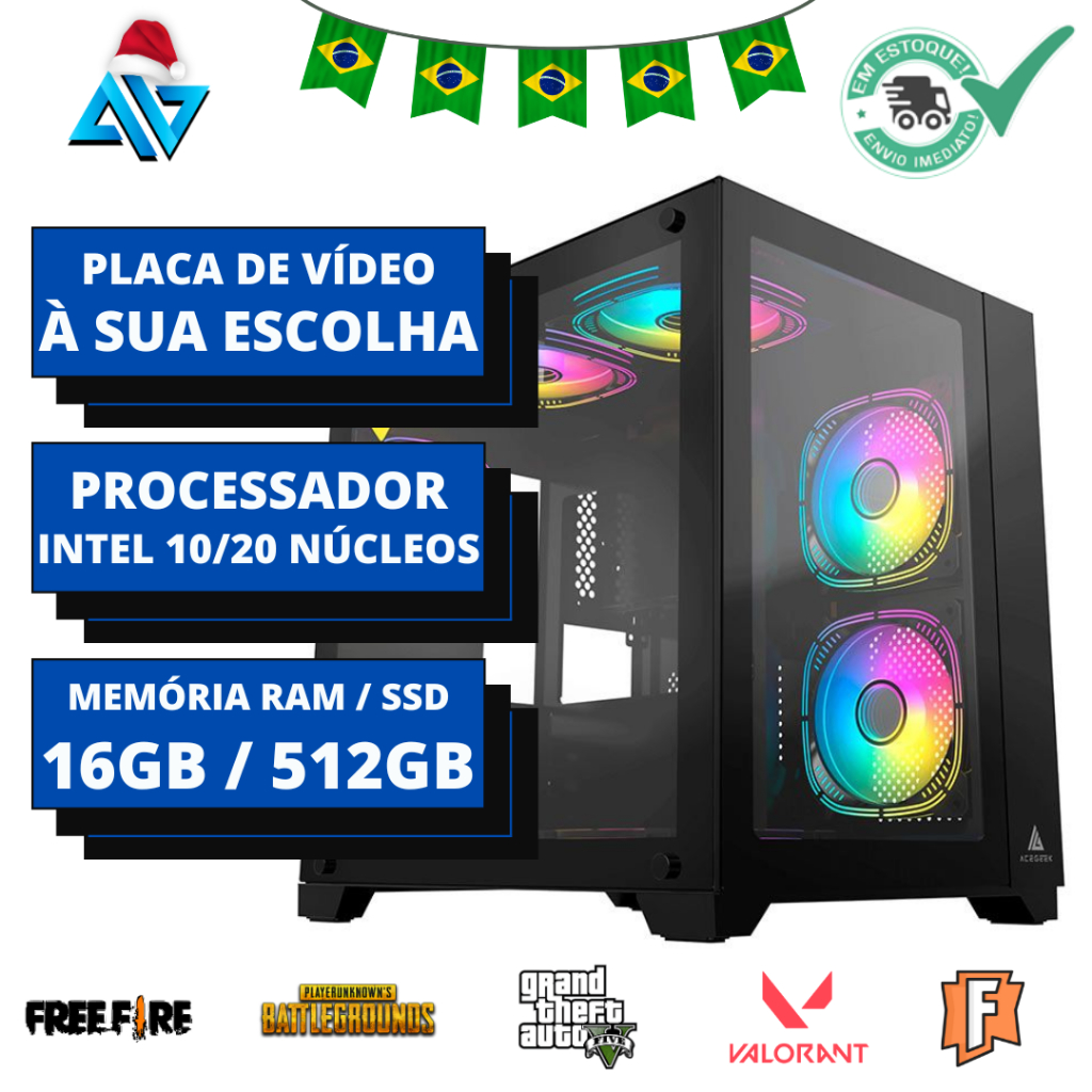 PC Gamer INTEL 10/20 NÚCLEOS / RX 5600XT OU RX580 / MEMÓRIA PC Gamer INTEL 10/20 NÚCLEOS / RX 5600XT OU RX580 / MEMÓRIA