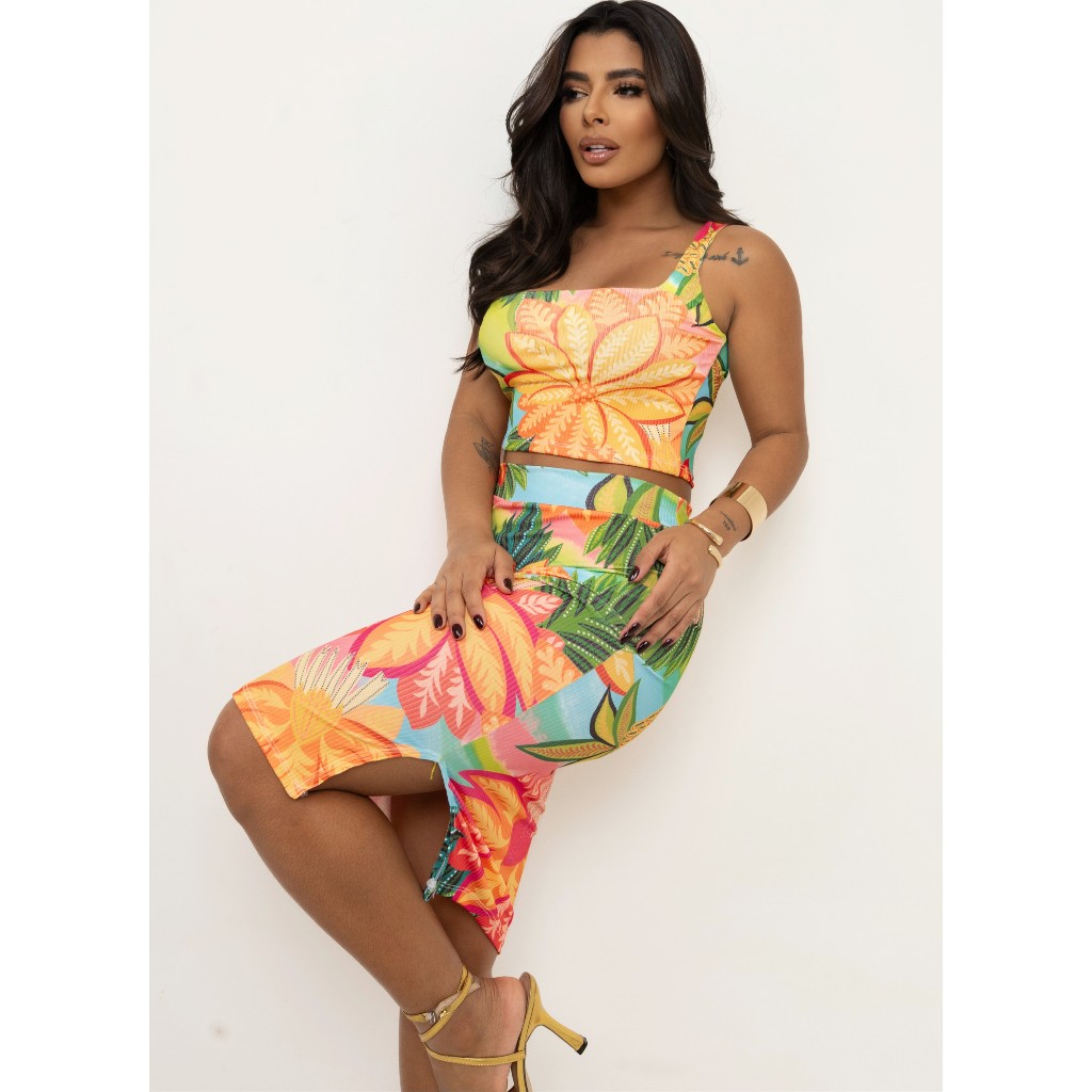 REF 41- CONJUNTO FEMININO BLOGUEIRA MODINHA CANELADO CROPPED E