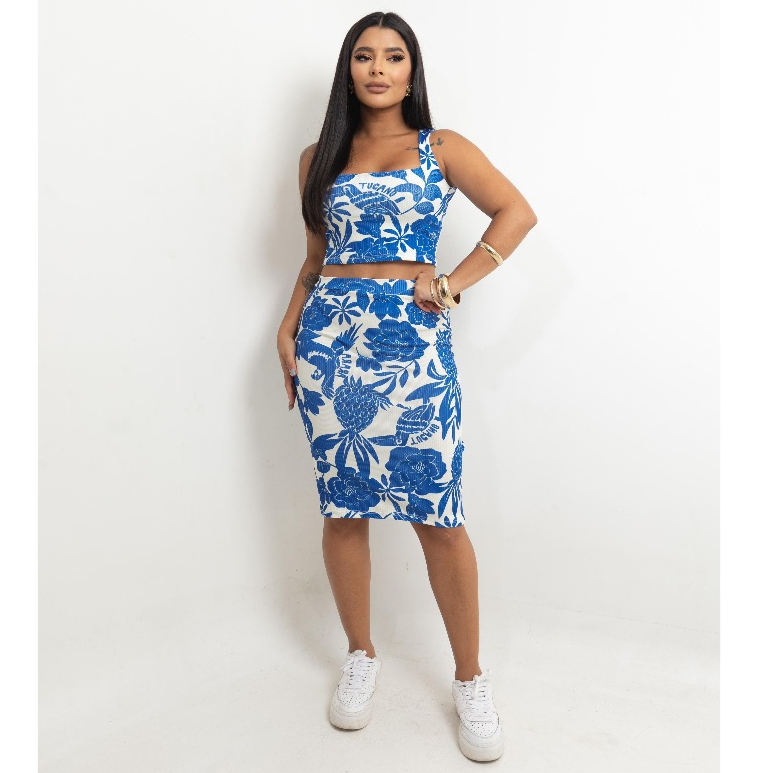 REF 41- CONJUNTO FEMININO BLOGUEIRA MODINHA CANELADO CROPPED E