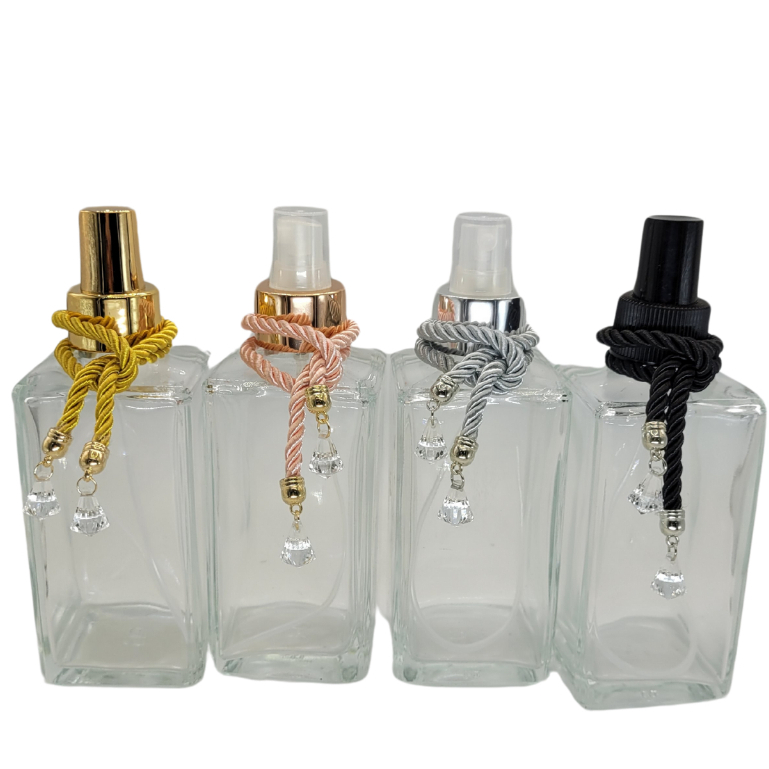 02 Frascos De Vidro 250 Ml Retangular Square Home Spray Luxo