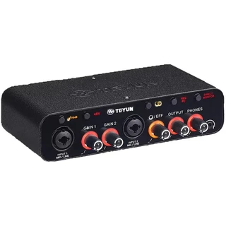 TEYUN Q-26 2 canais Interface de áudio portátil profissional console de placa de som mini USB MIXER para estúdio