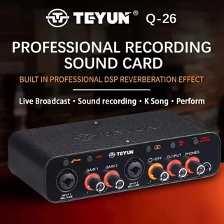 TEYUN Q-26 Interface de áudio de 2 canais 32bit/384KHz placa de som console mini USB MIXER para estúdio de gravação