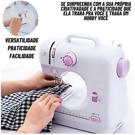 Mini Máquina De Costura Reta Portátil Com Pedal 110v/ 220v