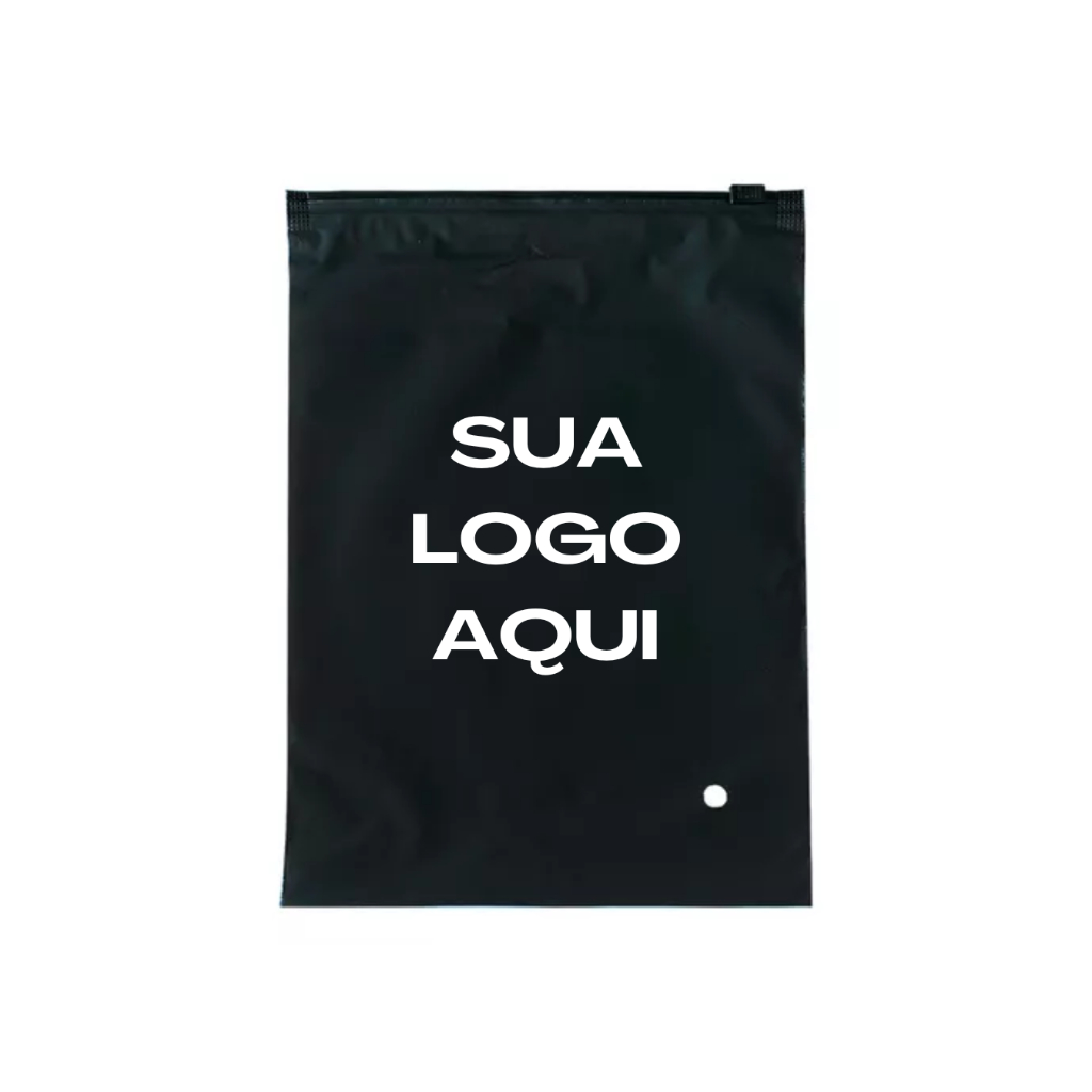Saco Zip Preto Fosco Personalizado 50 Unidades