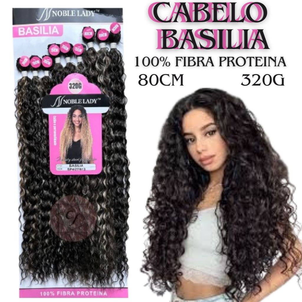 Cabelo Cacheado 80cm 9Telas Fibra de Proteina 320gr Basilia Marca