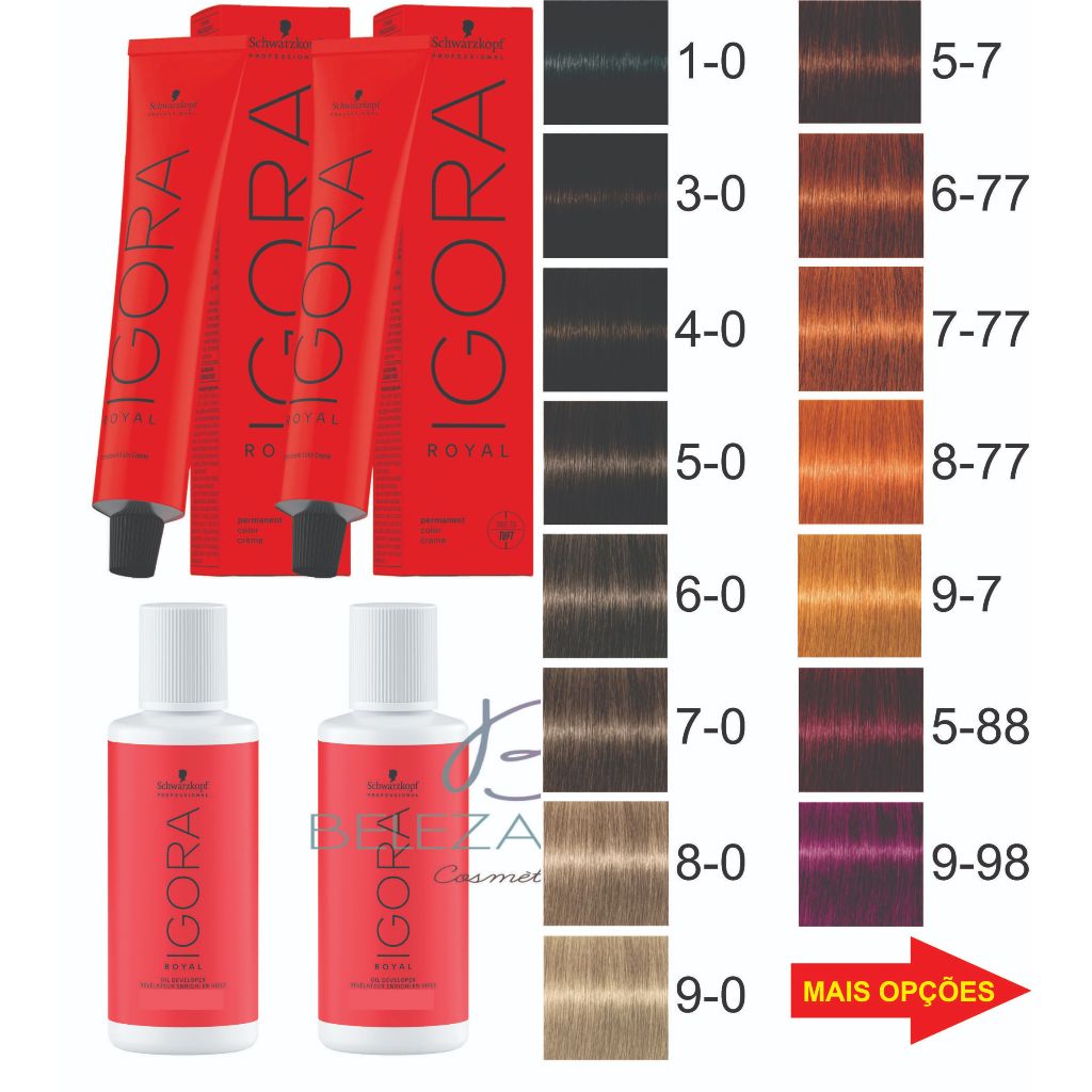 Kit 2 COLORAÇÕES IGORA ROYAL + 2 OX 60ML SCHWARZKOPF PROFESSIONAL ...