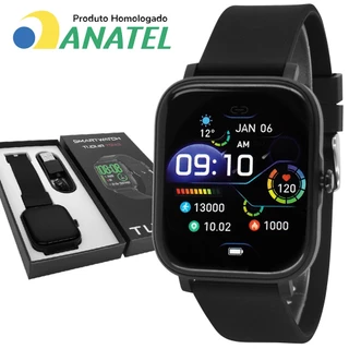 Relógio Smartwatch Tuguir Preto Digital 1 Ano de Garantia Com Selo Anatel