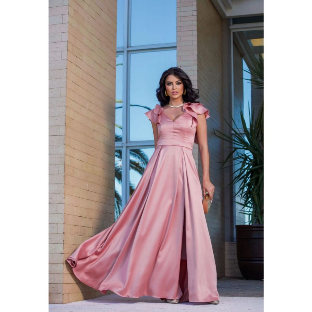 Vestido manga babado formatura festa madrinha Shopee Brasil