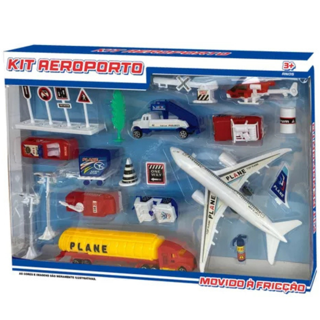 Brinquedo Kit Aeroporto Avião De Brinquedo Fricção Com Carrinhos ...