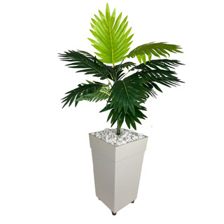 Planta Artificial Palmeira Arranjo + Vaso Grande Rattan Decoração Enfeite Casa — foto 5 — Achou Levou Brasil