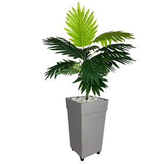 Planta Artificial Palmeira Arranjo + Vaso Grande Rattan Decoração Enfeite Casa — foto 6 — Achou Levou Brasil