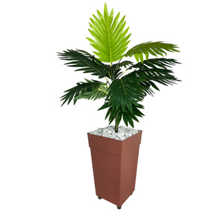 Planta Artificial Palmeira Arranjo + Vaso Grande Rattan Decoração Enfeite Casa — foto 8 — Achou Levou Brasil