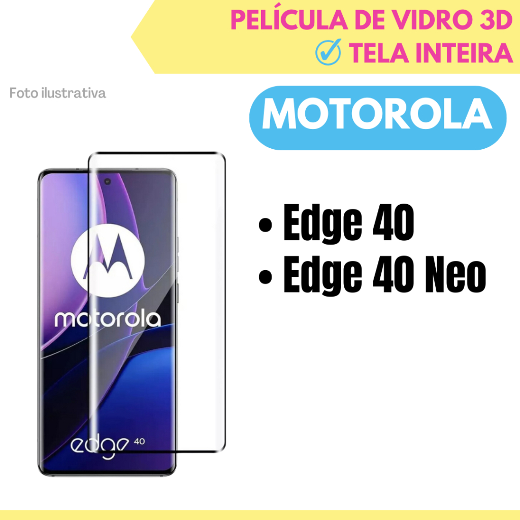Película de Vidro 3D Para Motorola Moto Edge 40 / Edge 40 Neo ...