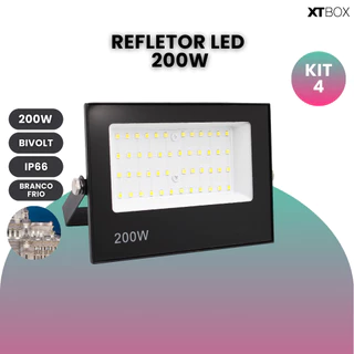 Kit 4 Refletor Led 200w Holofote Prova Dágua Bivolt Luz Branco Frio