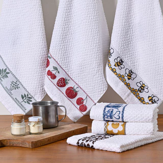 Pano De Copa Kit 10 Toalhas Prato Felpudo/Atoalhado - Jacquard - 100% Algodão - 45cm x 70cm