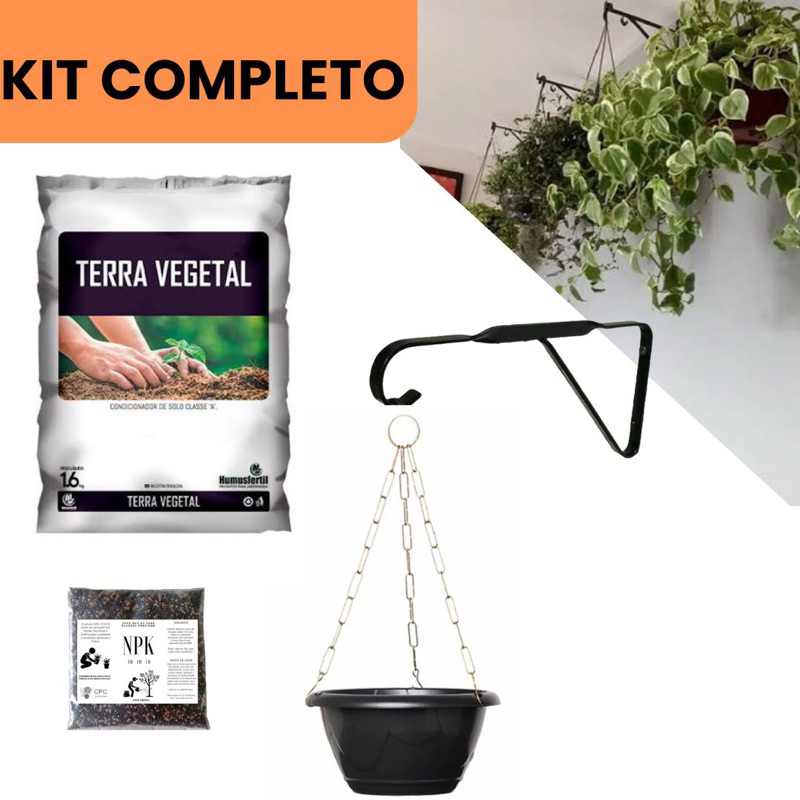KIT Completo para plantas VASO corrente + Suporte+ Terra vegetal ...