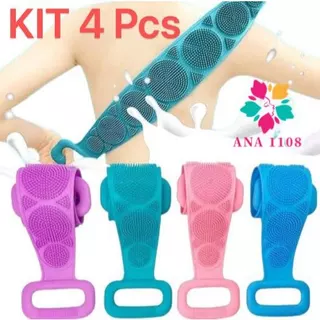 ANA1108 KIT 2/4/6 PCS Cinta Escova De Banho Silicone Massageador Esfoliação em Oferta na Shopee