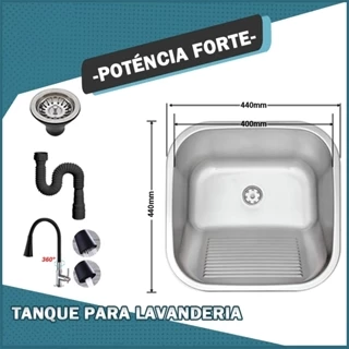 Tanque Lavanderia 45 X 45 Com Válvula Aço Inox 201 Tubrax