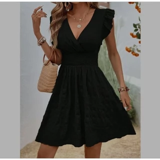 Vestido Feminino casual para verão com babado nas mangas