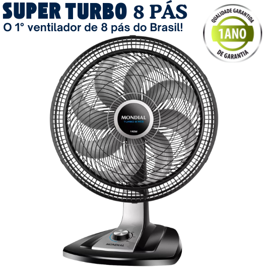 VENTILADOR SUPER TURBO C/ 8 PÁS VTX-40 C/ 3 OPÇÕES DE VELOCIDADE SUPER ...
