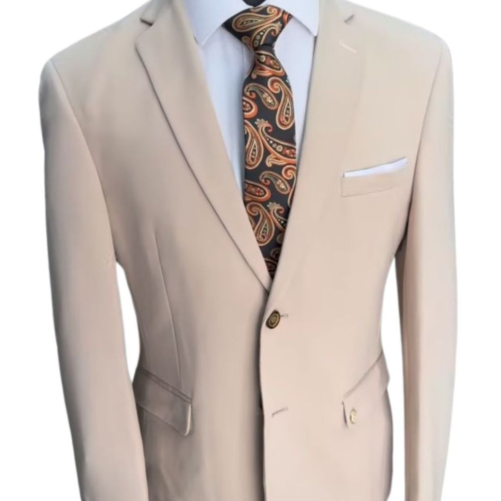 Terno Masculino Alfaiataria Slim Fit Poliviscose Bege