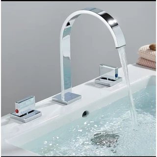 Torneira Misturador Lavatório Banheiro Alça Dupla Banheira 304 Aço inoxidável Alta 24cm 15237