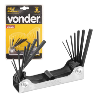 Jogo Chave Allen Vonder Canivete 1,5 a 6mm 1/16 a 1/4" 14 Peças Aço Cromo Vanádio Premium Top