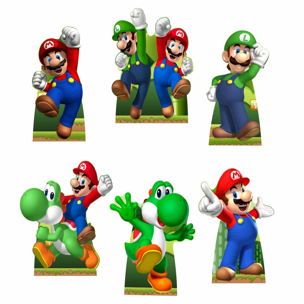 Super Mario 20cm Kit Com 6 Totens De Decoração de festa temática em Oferta na Shopee