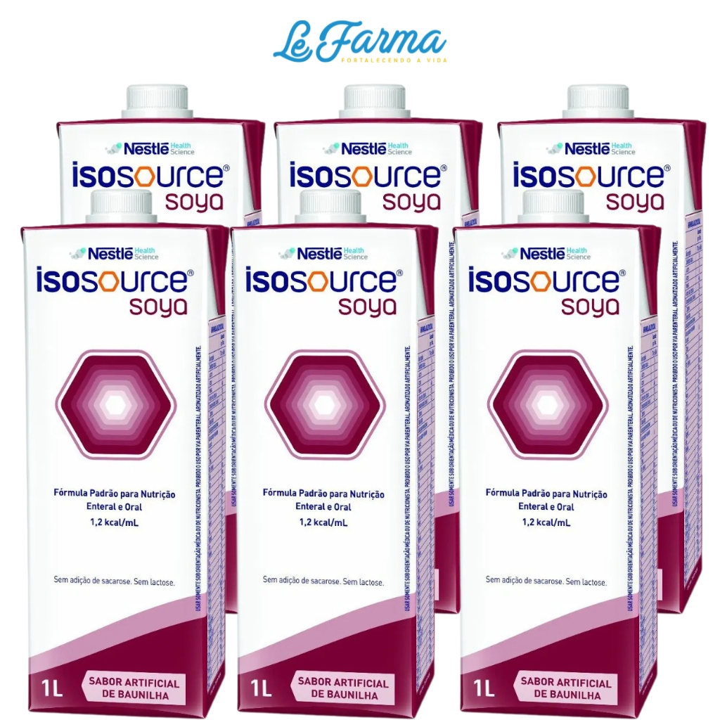 KIT 6 ISOSOURCE SOYA 1L SABOR BAUNILHA - NESTLÉ | Shopee Brasil