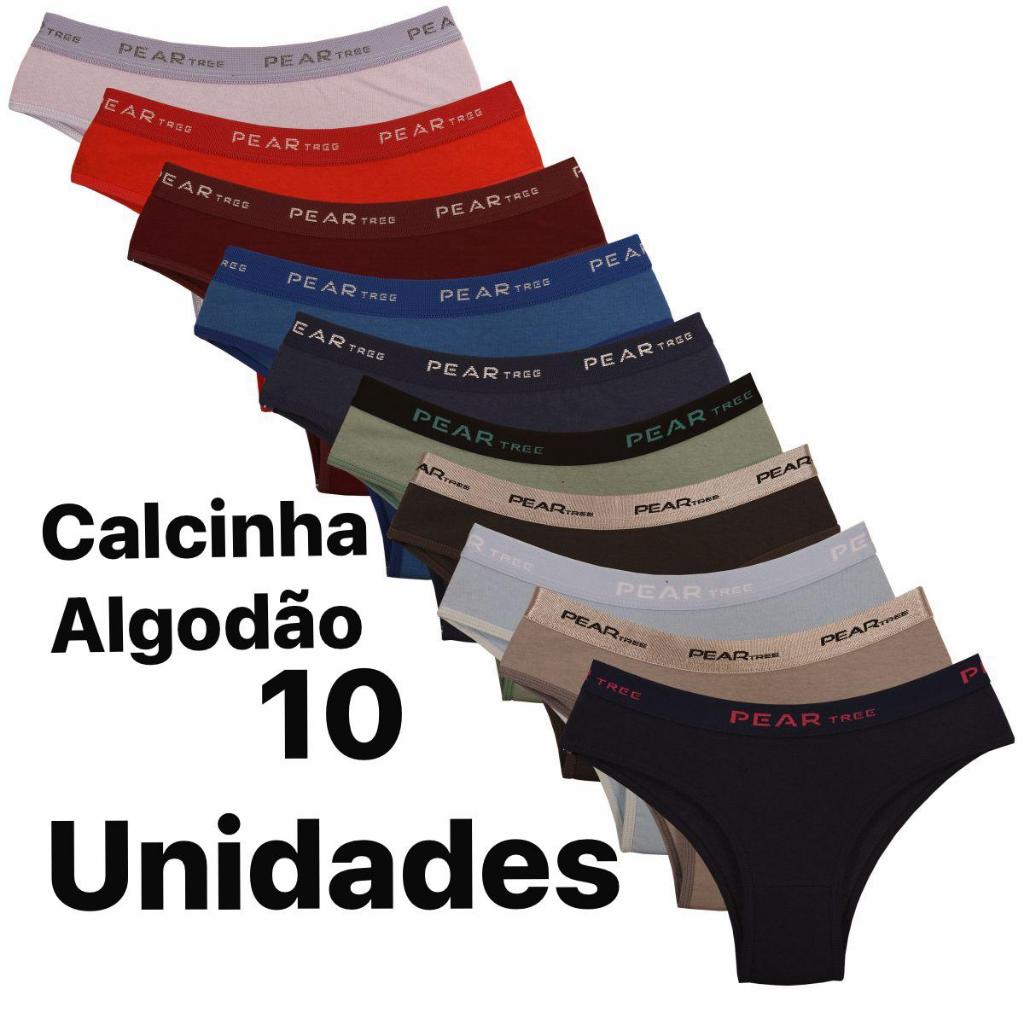 Kit com 10 Calcinhas Tanga Algodão Elastico Exposto Cotton