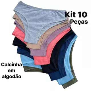Kit Calcinha de Algodão Lisas Tanga Cotton