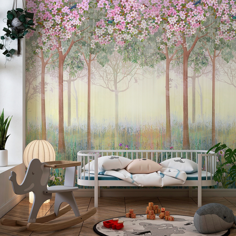 Papel De Parede Floresta Encantada Com Flores Coloridas Shopee Brasil