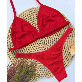 Biquíni Feminino Fio dental busto cortininha sem bojo forrado em Oferta na Shopee