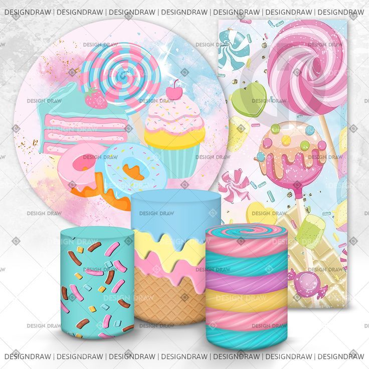 KIT PAINEL DE FESTA DOCERIA DOCES - 5 PEÇAS EM TECIDO | Shopee Brasil