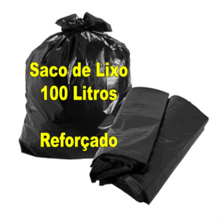 Saco de Lixo Preto Reforçado 100 litros, Saco de Lixo Resistente, Saco de Lixo Grande