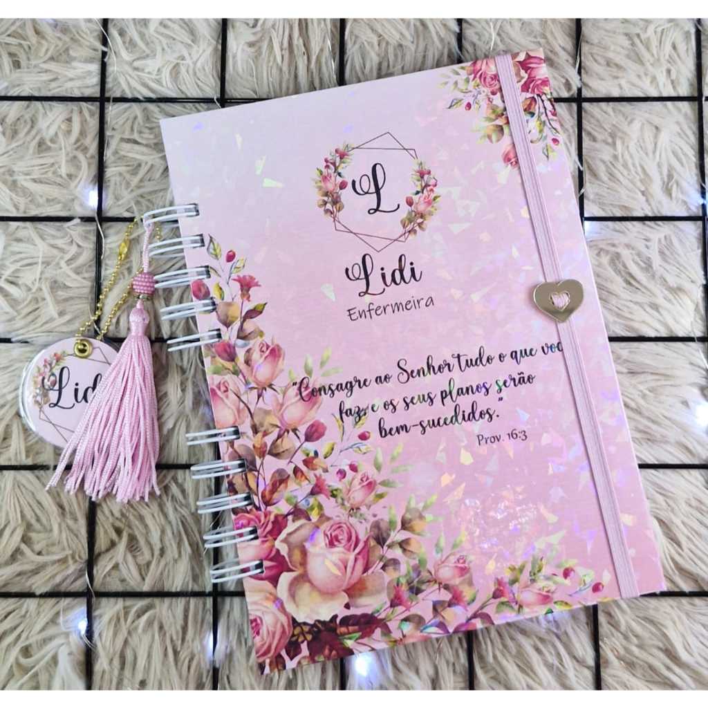 Caderno A5 Capa Rosas Rosê personalizado com Nome e Frase | Shopee Brasil