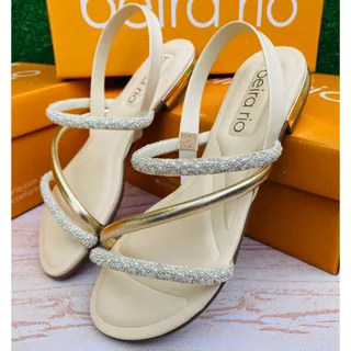 Sandália Papete Rasteirinha Beira Rio Feminina Perolas Lançamento Brilho em Oferta na Shopee