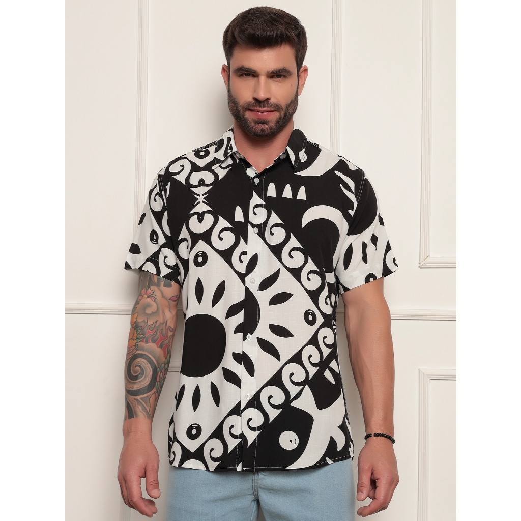 Camiseta Floral Praia Masculina Camisa Florida Havaiana Carnaval Verão Slim