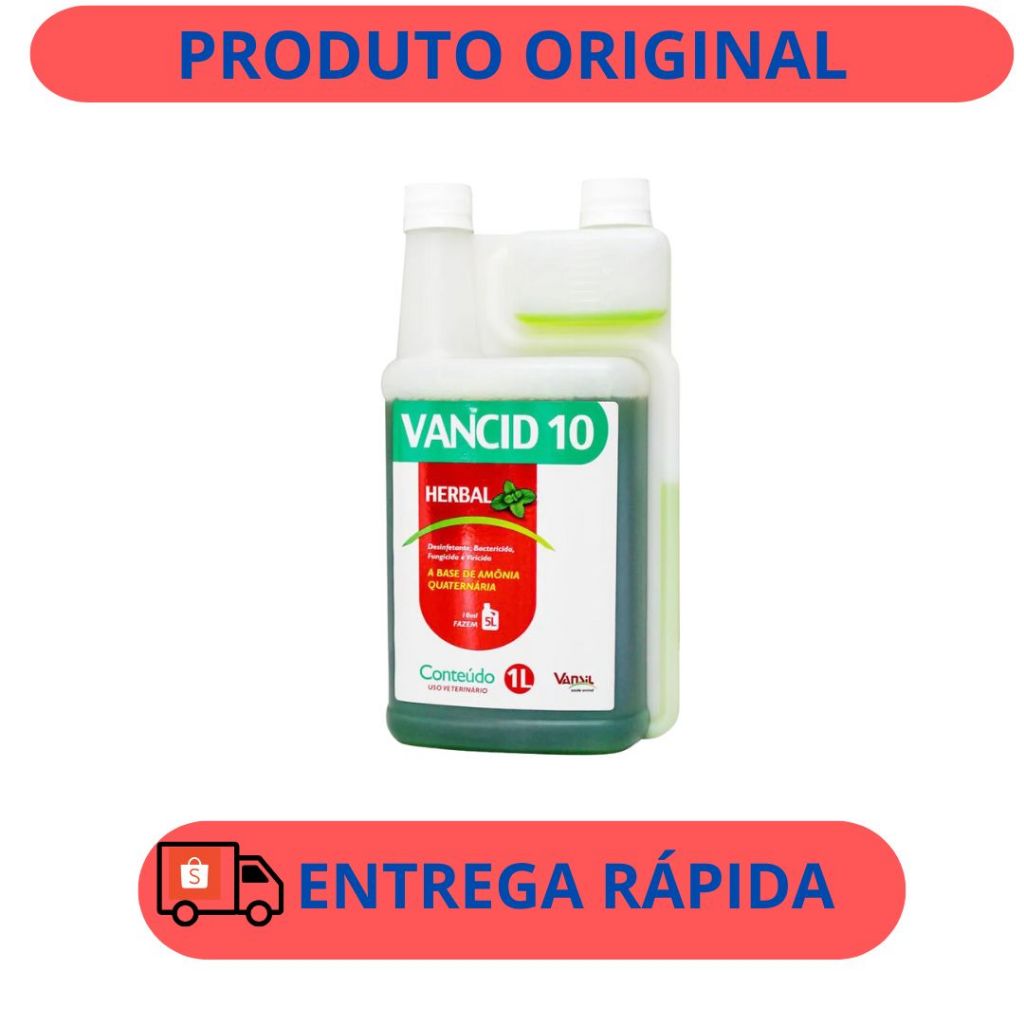 Desinfetante Bactericida Vansil Vancid 10 - 1 Litro Herbal | Shopee Brasil