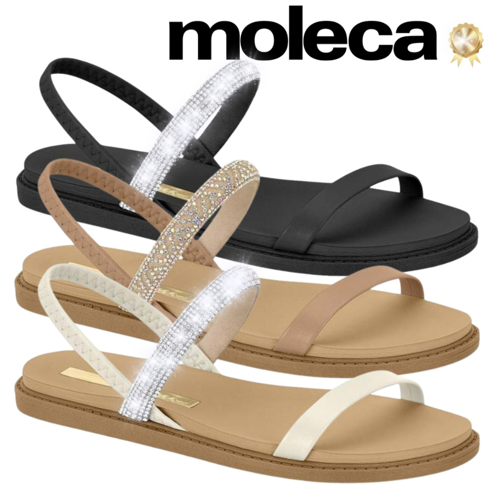Sandália Rasteira Moleca Brilho Casual Moda Confortável | Produto ...