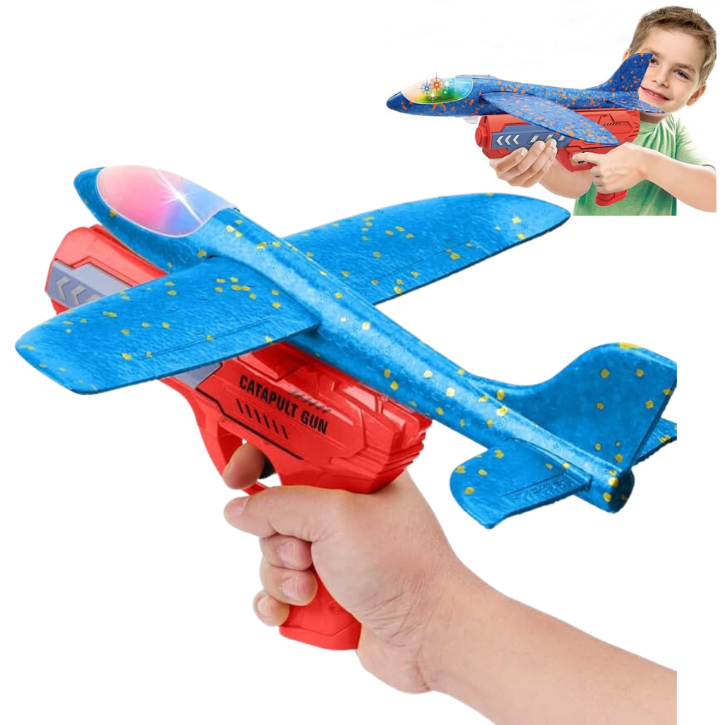 Lançador de Avião Planador Espuma com LED Catapulta Brinquedo Infantil