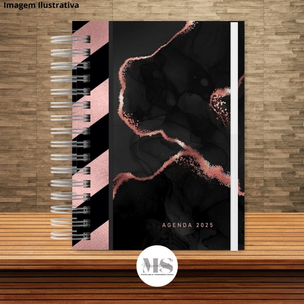 Agenda 2025 - Efeito Marmorizada Rosa e Preto / Capa Dura | Shopee Brasil