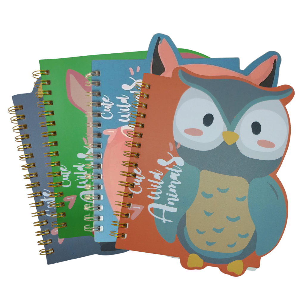 Caderno Animais Fofo Com Pauta Coruja Tigre Raposa Esquilo Presente ...