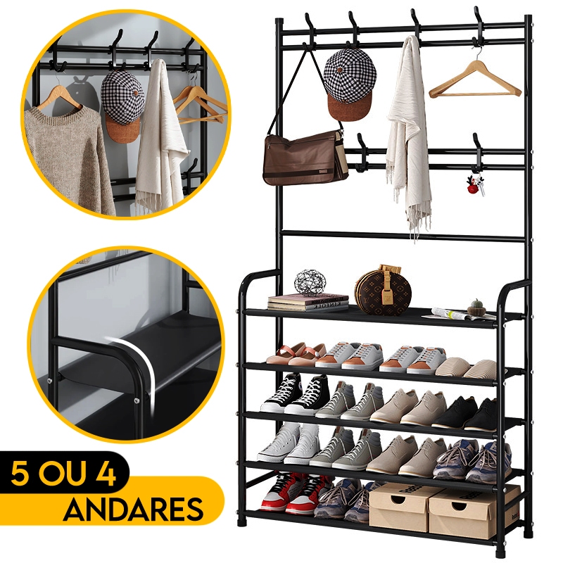 Arara Sapateira Organizadora Cabideiro Suporte Multiuso Roupa Sapato Quarto Closet