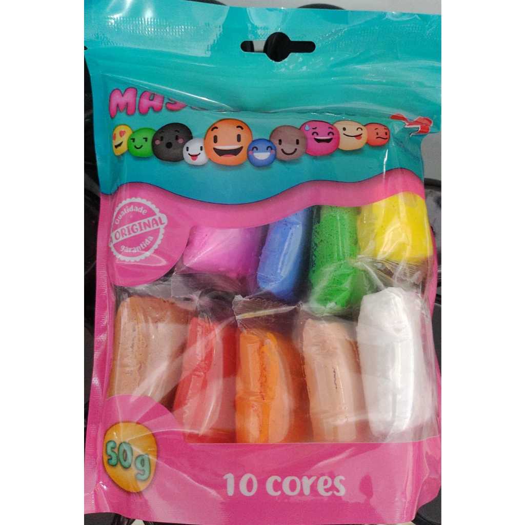 Massinha de EVA pacote 50 gr , kit com 2 pacotes com 10 cores cada ...